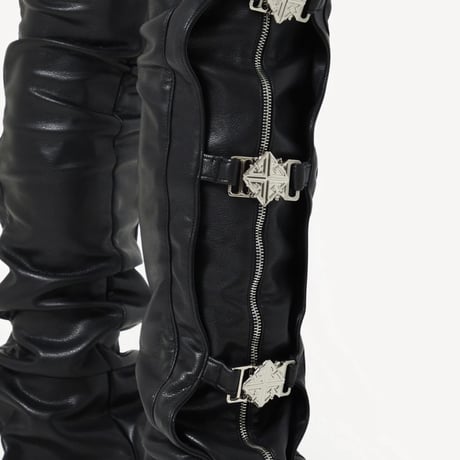 Obsidian Black Buckle Leather Pant