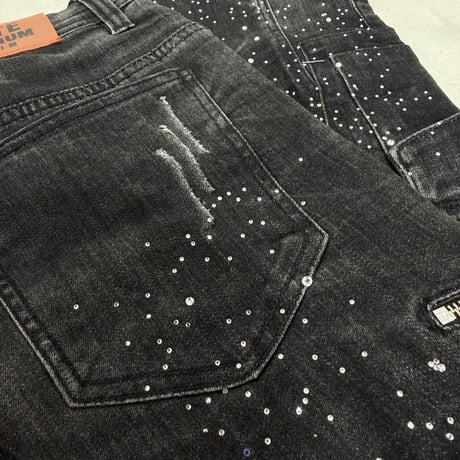 Astronomical Embellished Stacked Denim Faded Black
