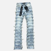 Blue Frayed Stacked Flare