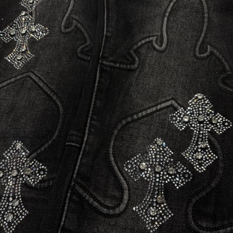 Obsidian Black Faded Cross Denim