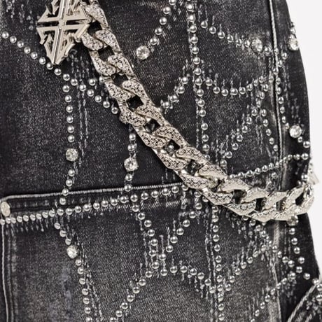 Obsidian Black Spider Denim Shorts