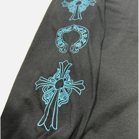 CHROME HEARTS 3 Blue Cross Horseshoe Long Sleeve Tee