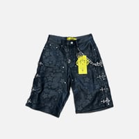 Obsidian Black Stars Leather Shorts