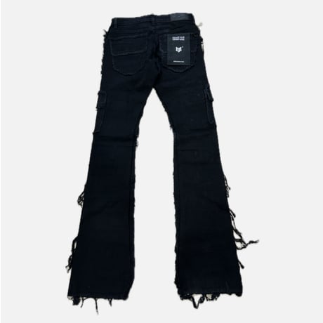 7 Pocket Jet Black Stacked Flare