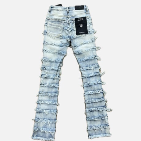 Blue Frayed Stacked Flare