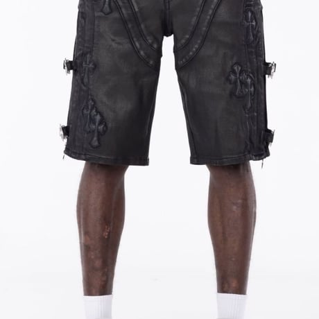 All Black Cross Buckle Shorts