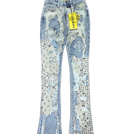 Vintage Paisley Distressed Denim