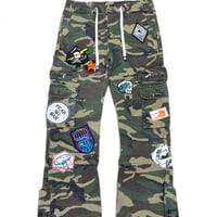 Patchwork Flared Cargo Pants
