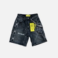 Obsidian Black Spider Denim Shorts