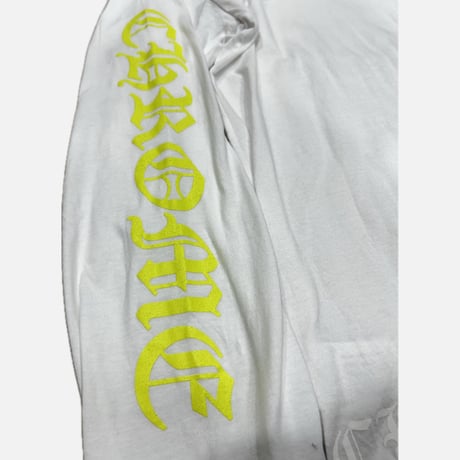 CHROME HEARTS Old English Neck Logo Neon Yellow Long Sleeve Tee