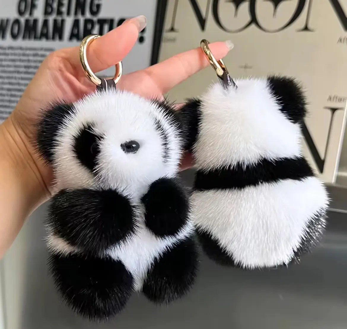 しあわせパンダ ほわほわパンダ チャーム キーホルダー 動物 もふもふ