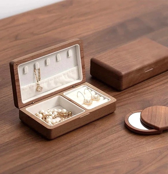 人気No1.高級天然木ジュエリーボックス ウォールナット材 アクセサリー