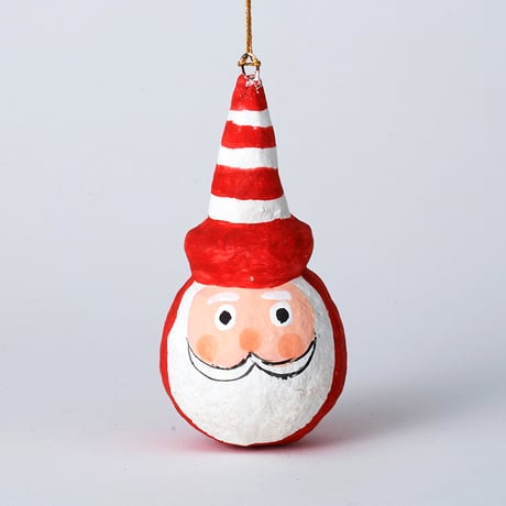 ORNAMENT PAPER MACHE  BALL SANTA RED
