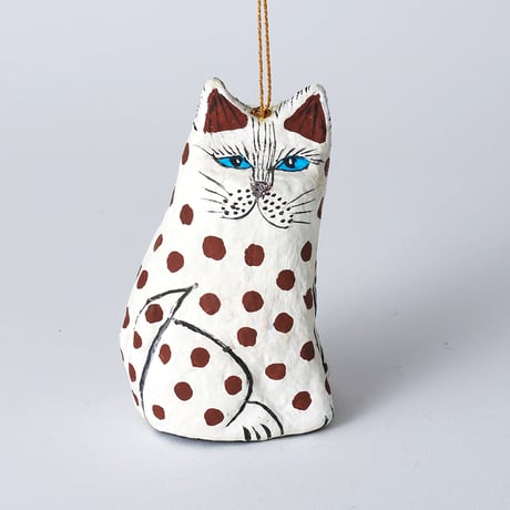 ORNAMENT PAPER MACHE CAT WHITE