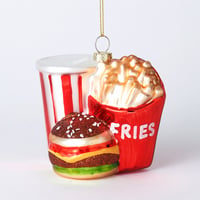 ガラスオーナメント　ハンバーガー　ドリンクセット／ORNAMENT GLASS HAMBURGER DRINK SET