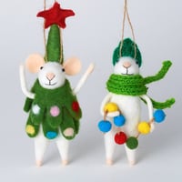 フェルトオーナメント　ペア　ツリー／ORNAMENT WOOL FELT PAIR TREE