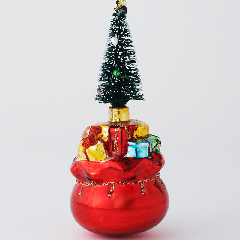 クリスマス オーナメント バッグ　朱色　アスティエ ガラスオーナメント プレゼントバッグ／ORNAMENT GLASS PRESENT BAG | 奇貨