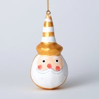 ペーパーマッシュオーナメント　ボールサンタ　ゴールド／ORNAMENT PAPER MACHE BALL SANTA GOLD