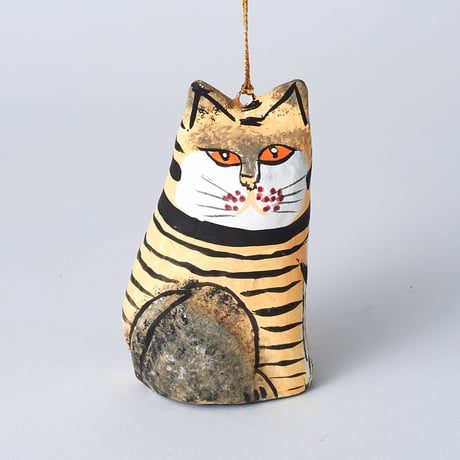 ORNAMENT PAPER MACHE CAT BROWN