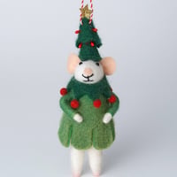フェルトオーナメント　マウス　ツリー／ORNAMENT WOOL FELT MOUSE TREE