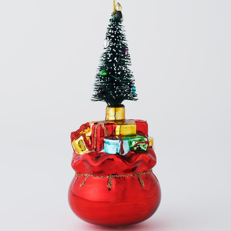 クリスマス オーナメント バッグ　朱色　アスティエ ガラスオーナメント プレゼントバッグ／ORNAMENT GLASS PRESENT BAG | 奇貨