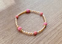 ピンクローズ & パール ブレスレット