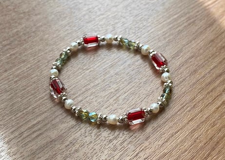 ヴィンテージ レッド & ライトアクア ブレスレット