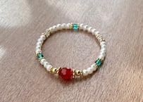 カーネリアン & パール ヴィンテージ ブレスレット