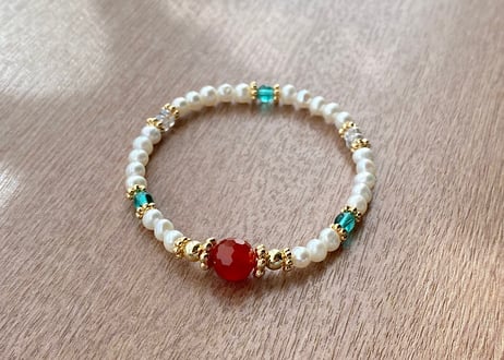 カーネリアン & パール ヴィンテージ ブレスレット