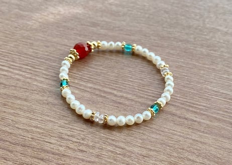 カーネリアン & パール ヴィンテージ ブレスレット
