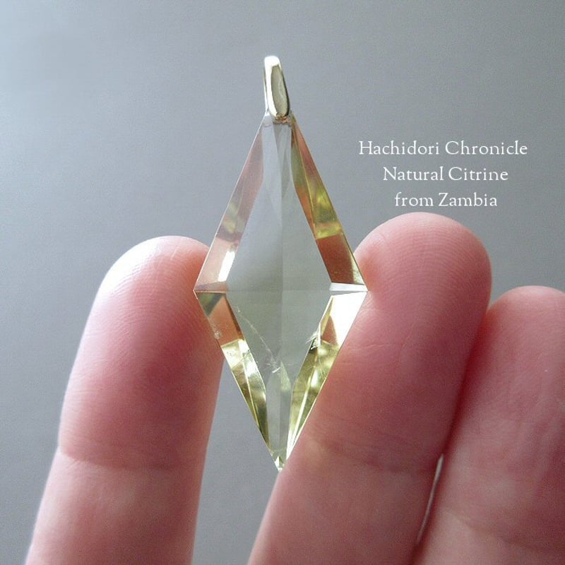 天然非加熱 ザンビア産 シトリン / 菱形クロスカット ペンダントトップ