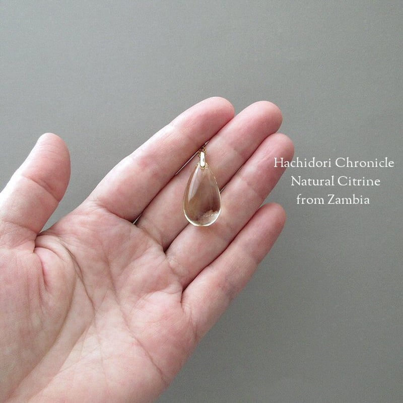 天然非加熱 ザンビア産 シトリン / 小さめ ドロップ ペンダントトップ