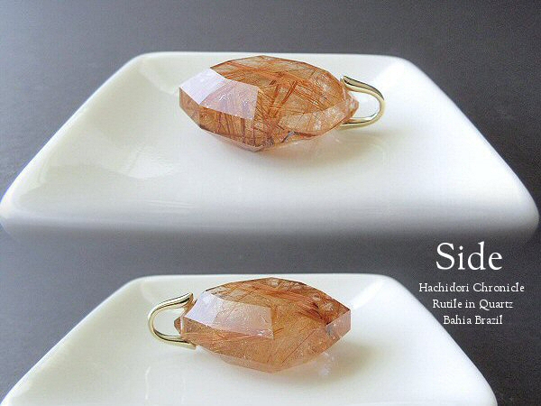 オレンジルチルクォーツ / 8角カット ペンダントトップ [pt-2914