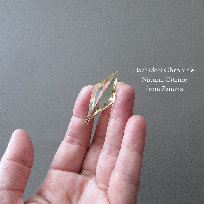 天然非加熱 ザンビア産 シトリン / 菱形クロスカット ペンダントトップ