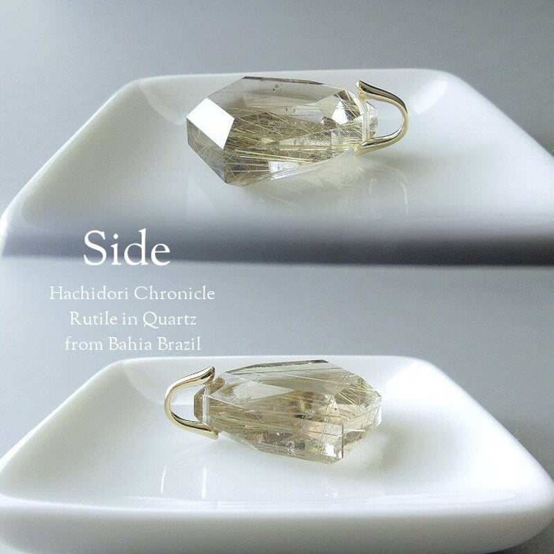 天然ルチルクォーツ 多面カット ペンダントトップ 金針水晶 ルチルクォーツ（金針ルチル水晶）ペンダント[T86-6042]