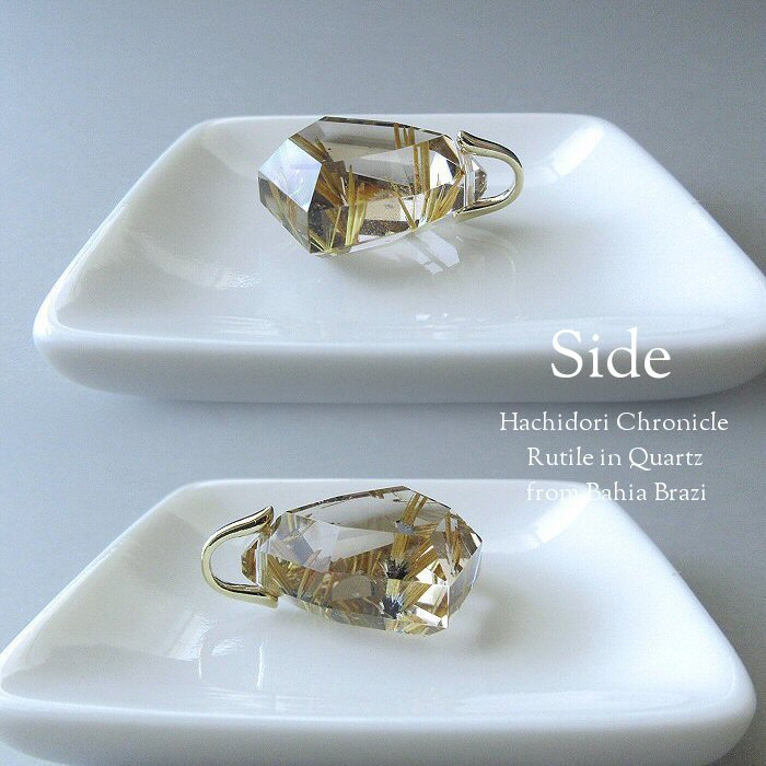 太陽ルチルクォーツ 6角カット ペンダントトップ [pt-2832] | ハチドリ