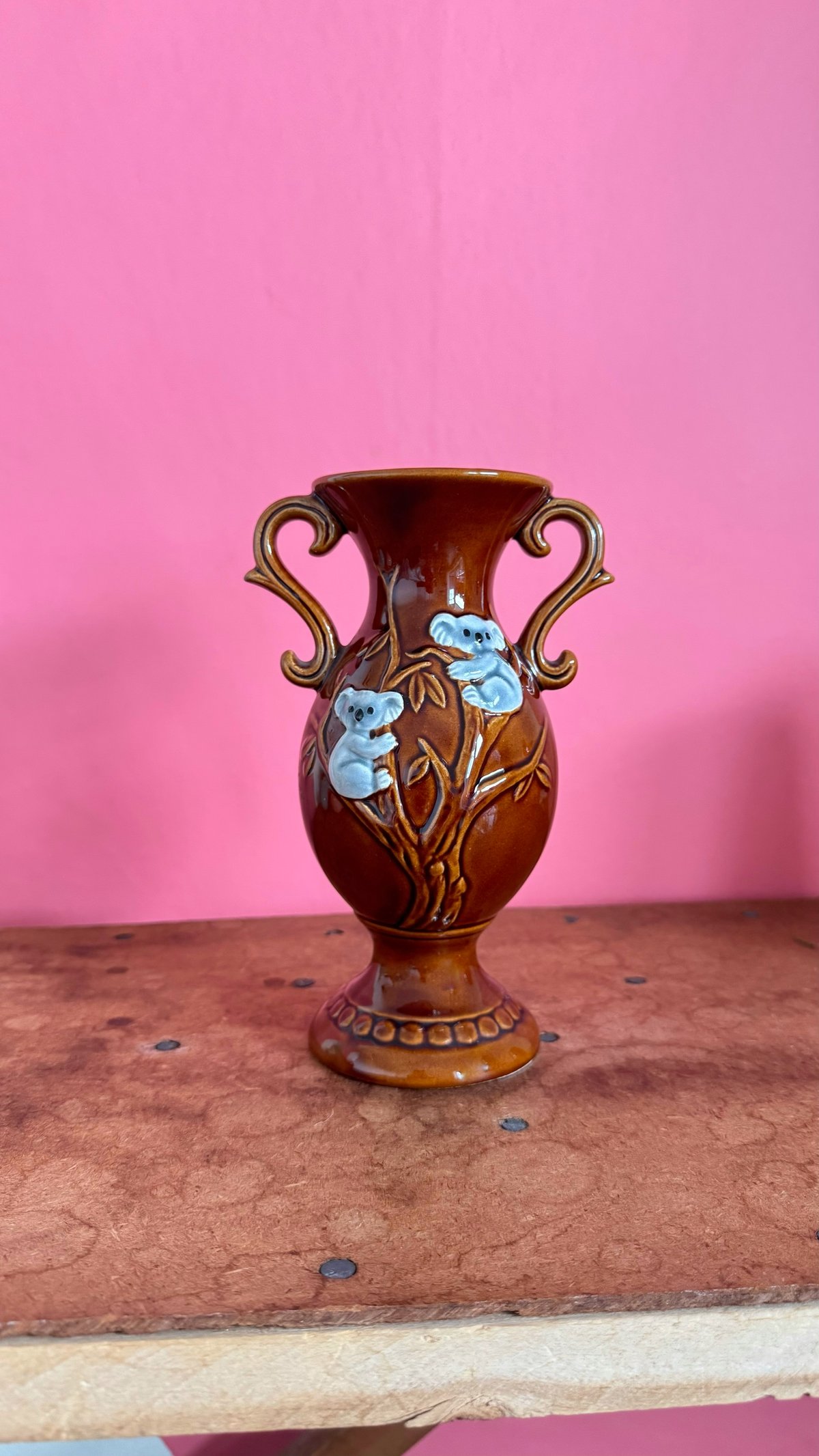 vintage】 Koala Motif Double-Handle Vase | teti