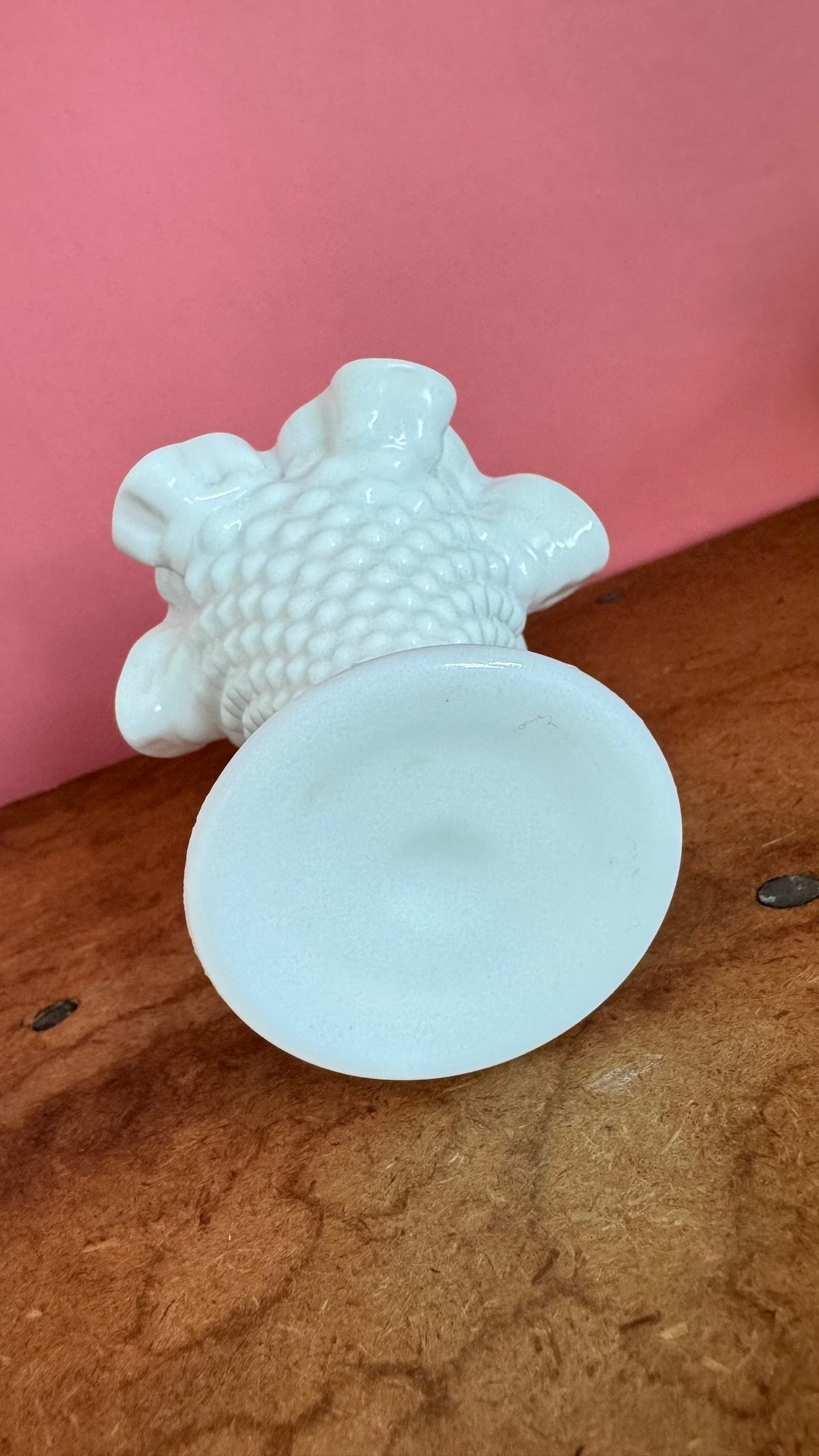 vintage】Fenton Milk Glass Hobnail Mini Vase wi
