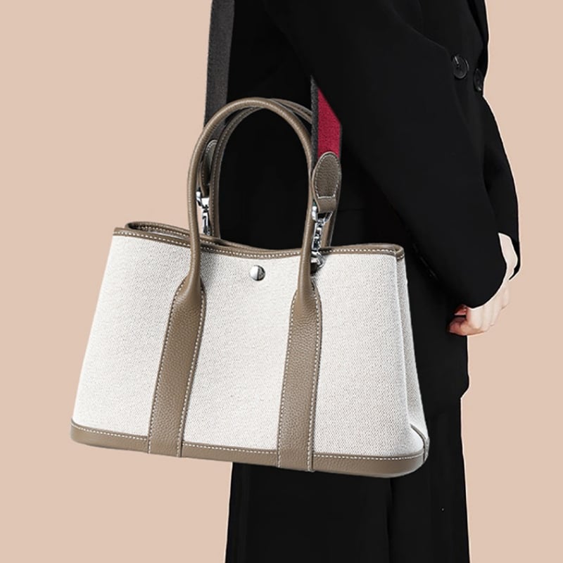 uu019] ガーデン パーティー バッグ キャンバス トート レザー