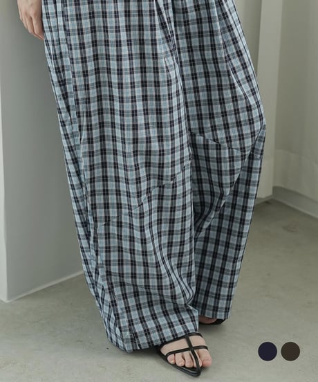 チェックカーブワイドパンツ