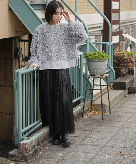 ラメシャギーレイヤードニットプルオーバー
