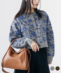 モール花柄ショートカーデ