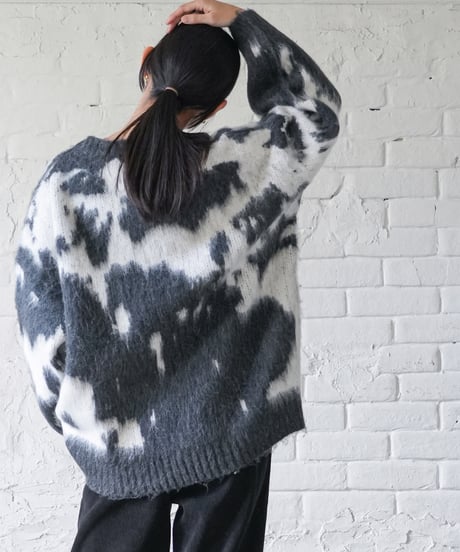 カウ柄シャギーニットプルオーバー
