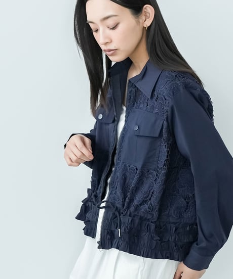 裾フリルレースブルゾン