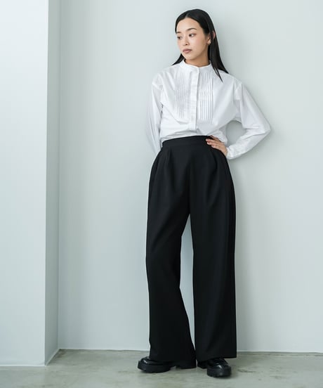 ポリレーヨンクロスツータックストレートパンツ