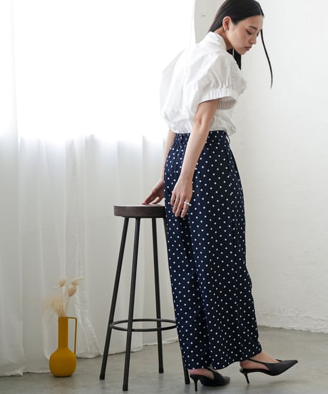 ウェストタックドットワイドパンツ