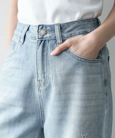 リボン刺繍デニムパンツ