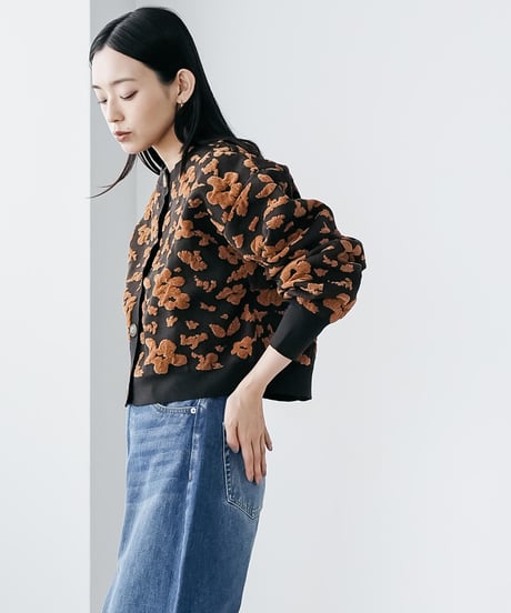 モール花柄ショートカーデ