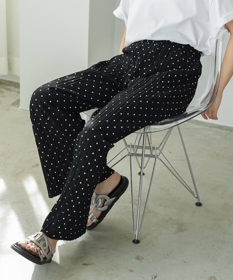 ドットセルフカットプリーツパンツ