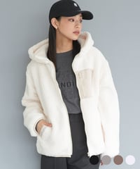 ボア素材フーディジップアップブルゾン